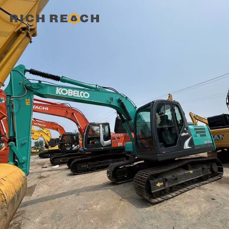 Rear view of a 2017 Kobelco SK130 used excavator, 13-ton class, $20,833 for sale